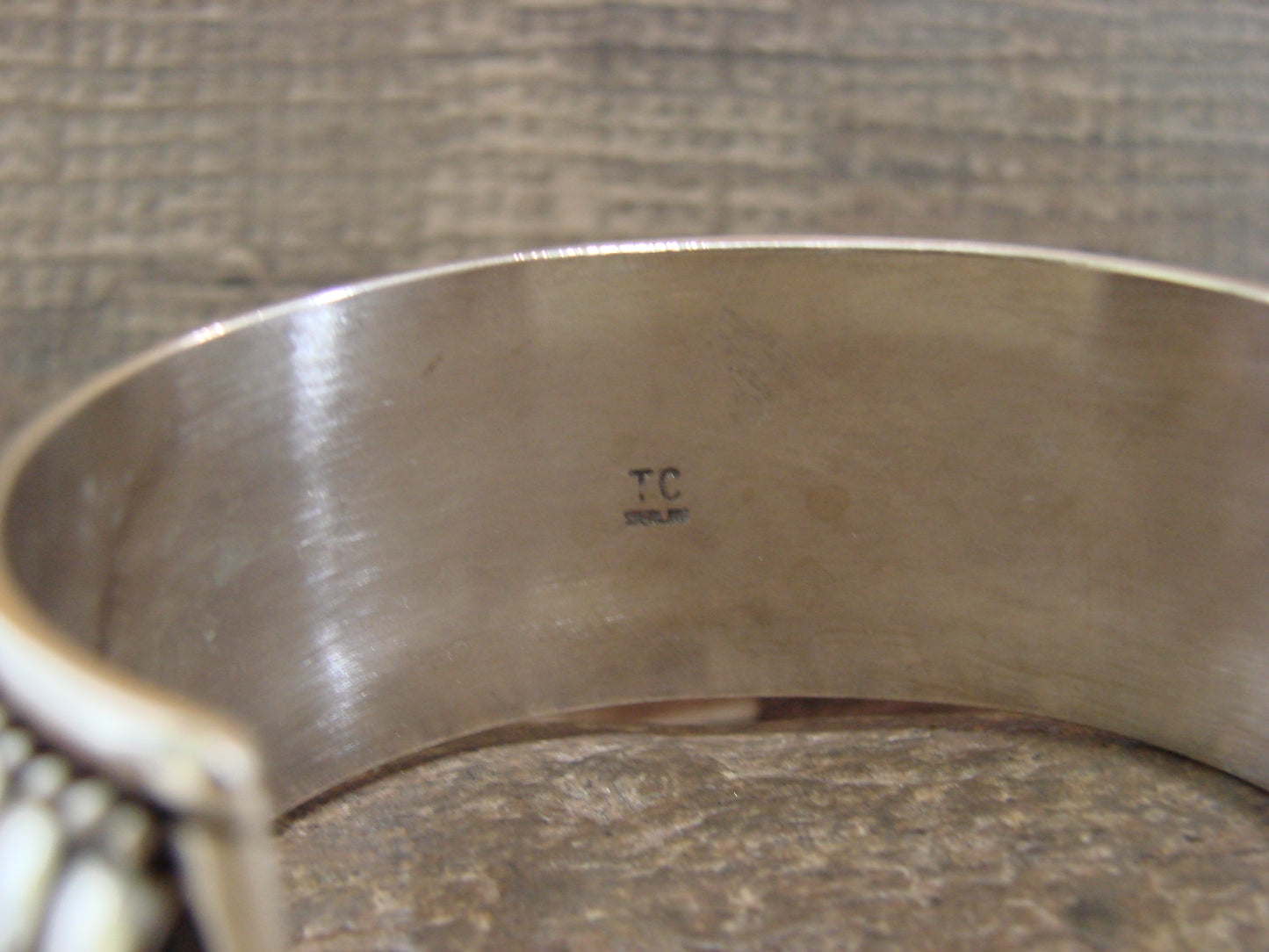 Native American Sterling Silver Ribbed Melon 1 " Cuff Bracelet by Thomas Charley