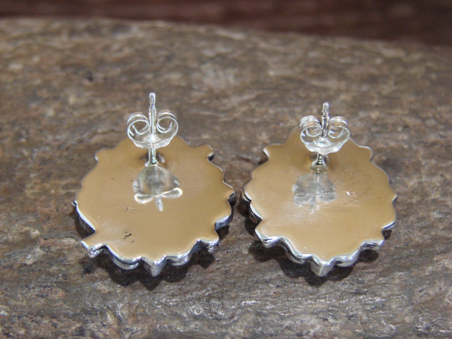 Native American Sterling Silver & Turquoise Bear Paw Post Earrings - Spencer