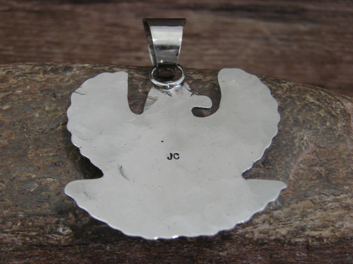 Native American Nickel Silver & Turquoise Eagle Pendant - Cleveland