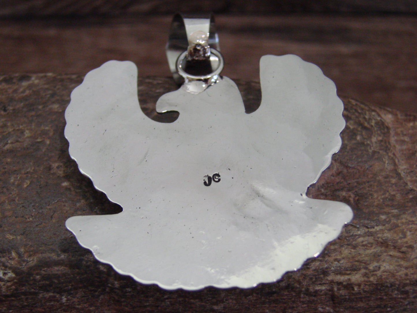 Native American Nickel Silver & Turquoise Eagle Pendant - Cleveland