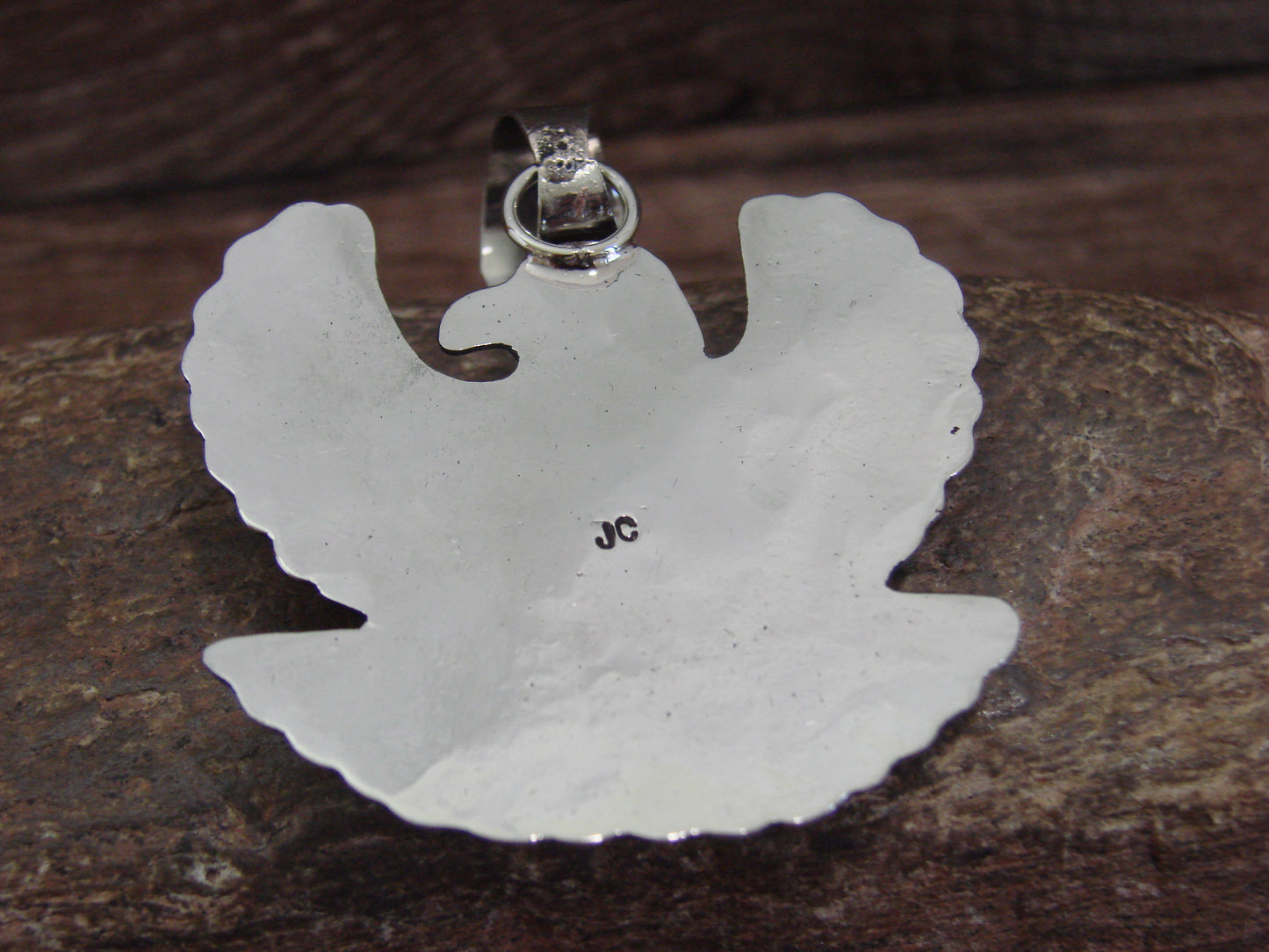 Native American Nickel Silver & Turquoise Eagle Pendant - Cleveland