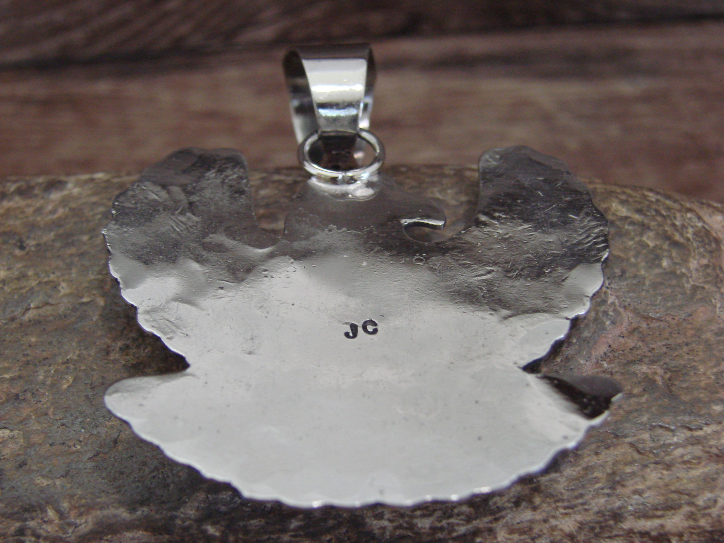 Native American Nickel Silver & Turquoise Eagle Pendant - Cleveland