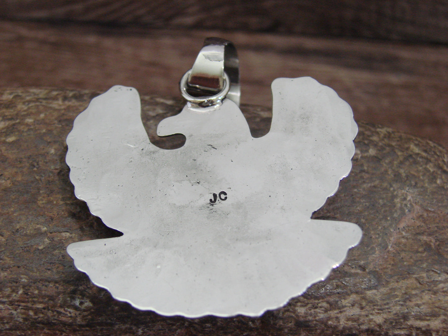 Native American Nickel Silver & Turquoise Eagle Pendant - Cleveland