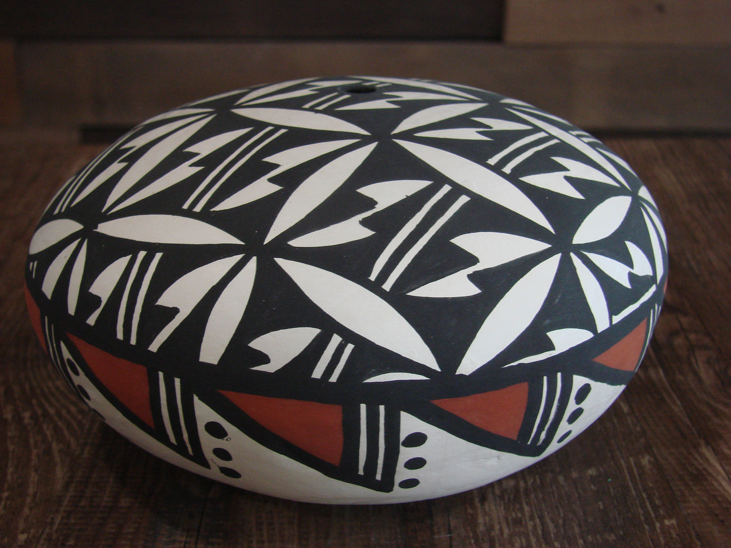 Native American Acoma Indian Hand Painted Seed Pottery by Antonio