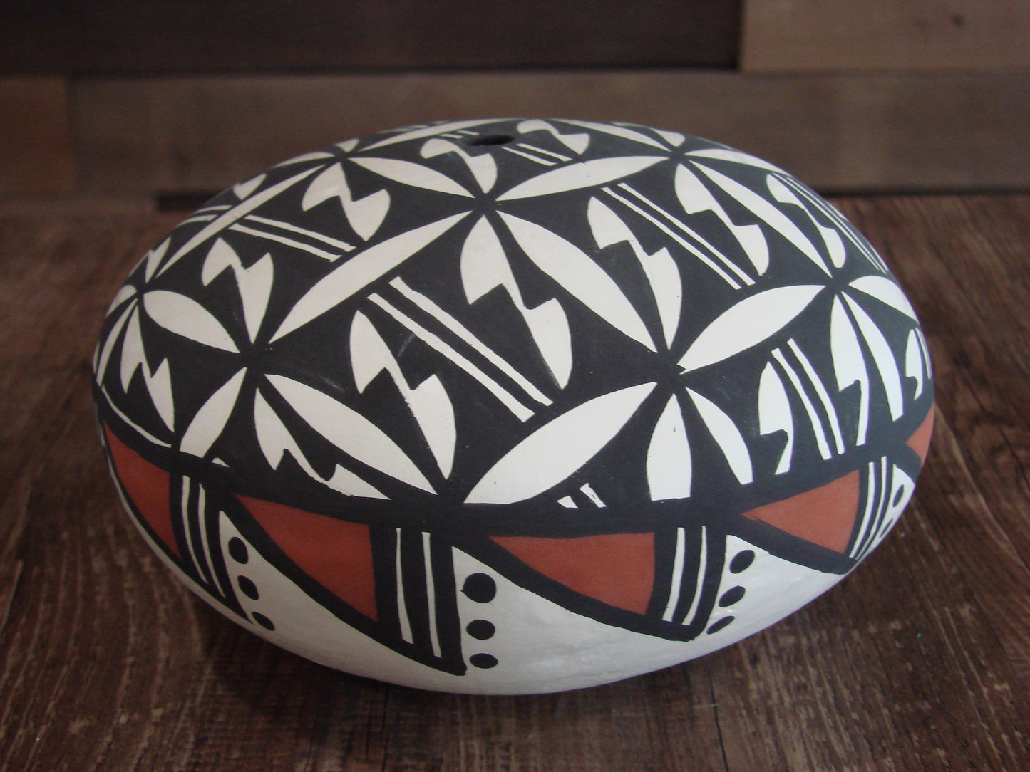 Native American Acoma Indian Hand Painted Seed Pottery by Antonio
