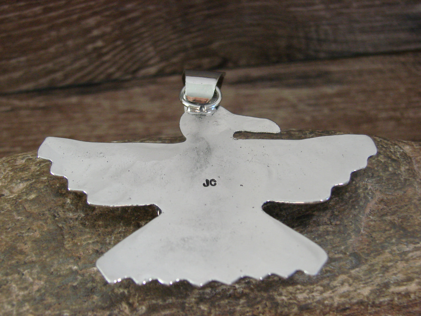 Native American Nickel Silver & Turquoise Eagle Pendant - Cleveland