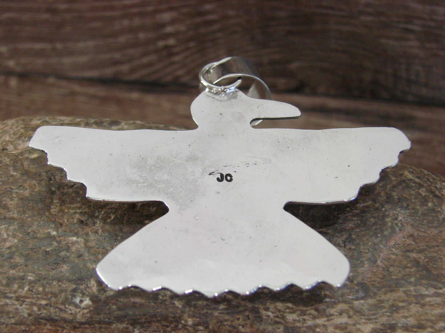 Native American Nickel Silver & Turquoise Eagle Pendant - Cleveland