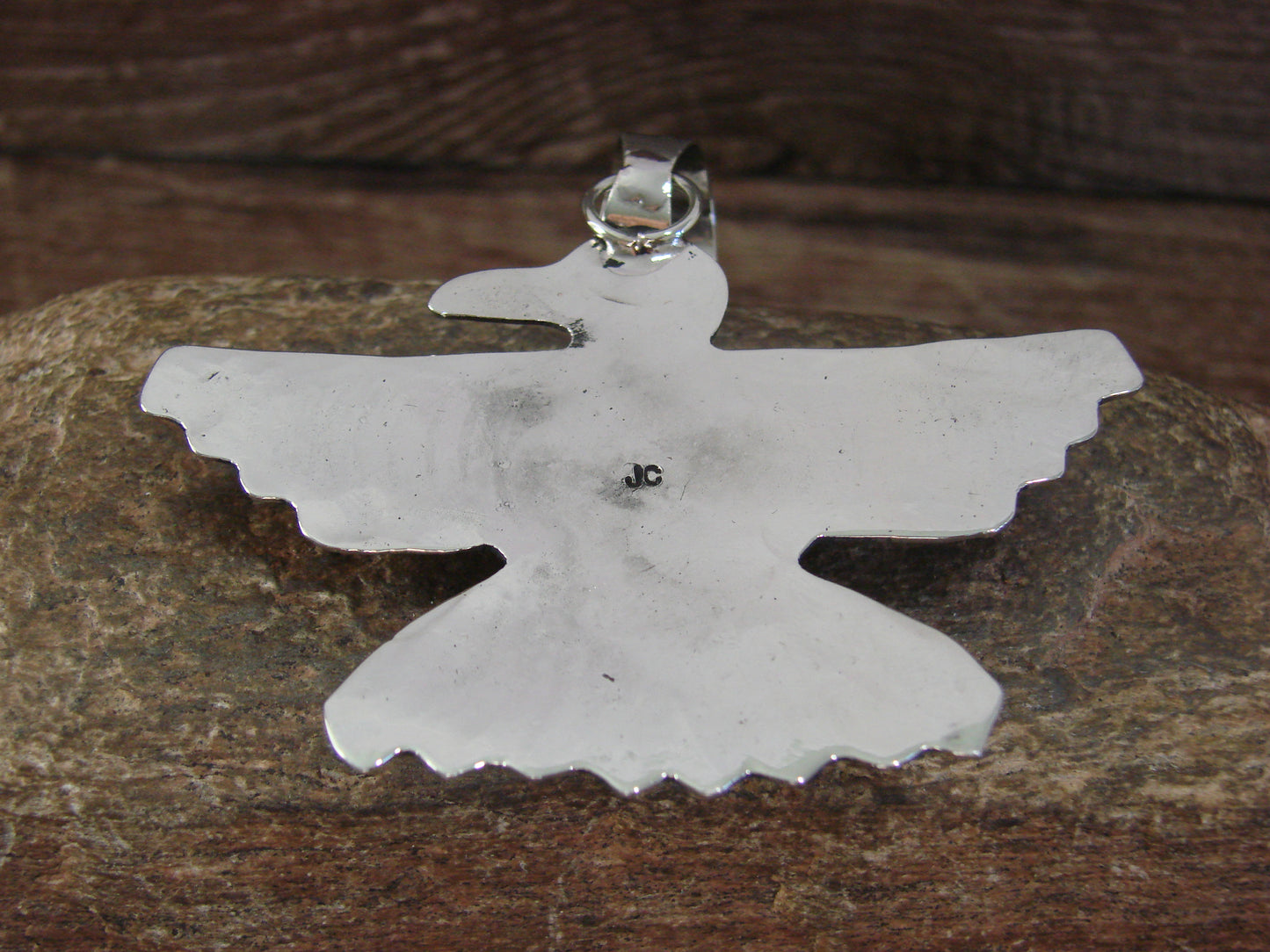 Native American Nickel Silver & Turquoise Eagle Pendant - Cleveland