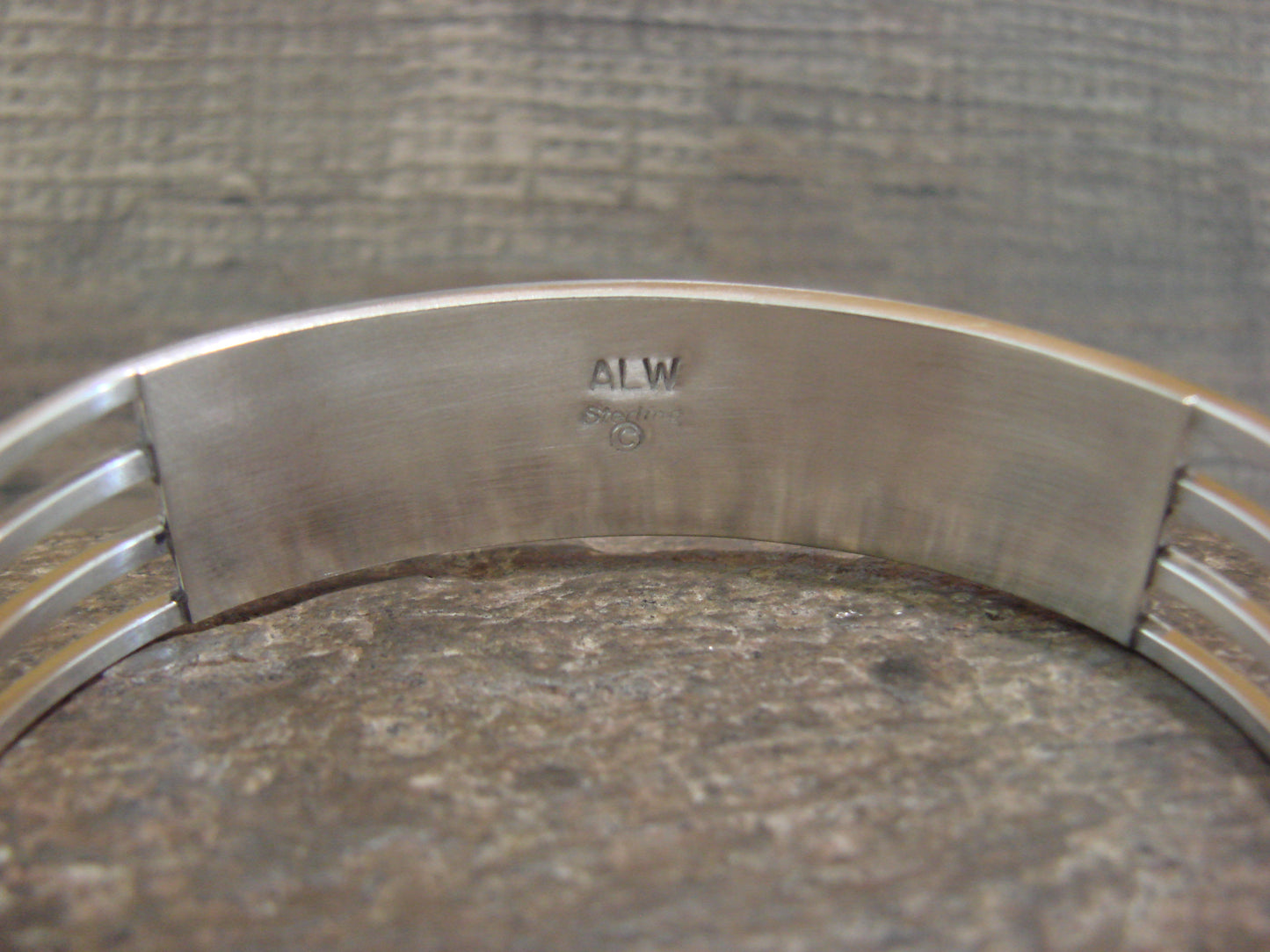 Native American Sterling Silver & Opal Inlay Row Cuff Bracelet - Wallace