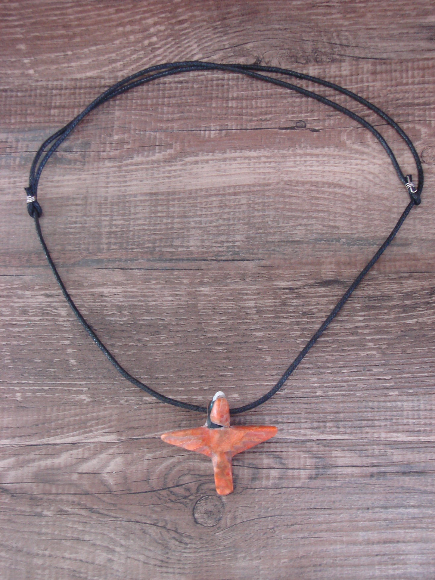 Hand Carved Apple Coral Cardinal Fetish Necklace by Matt Mitchell