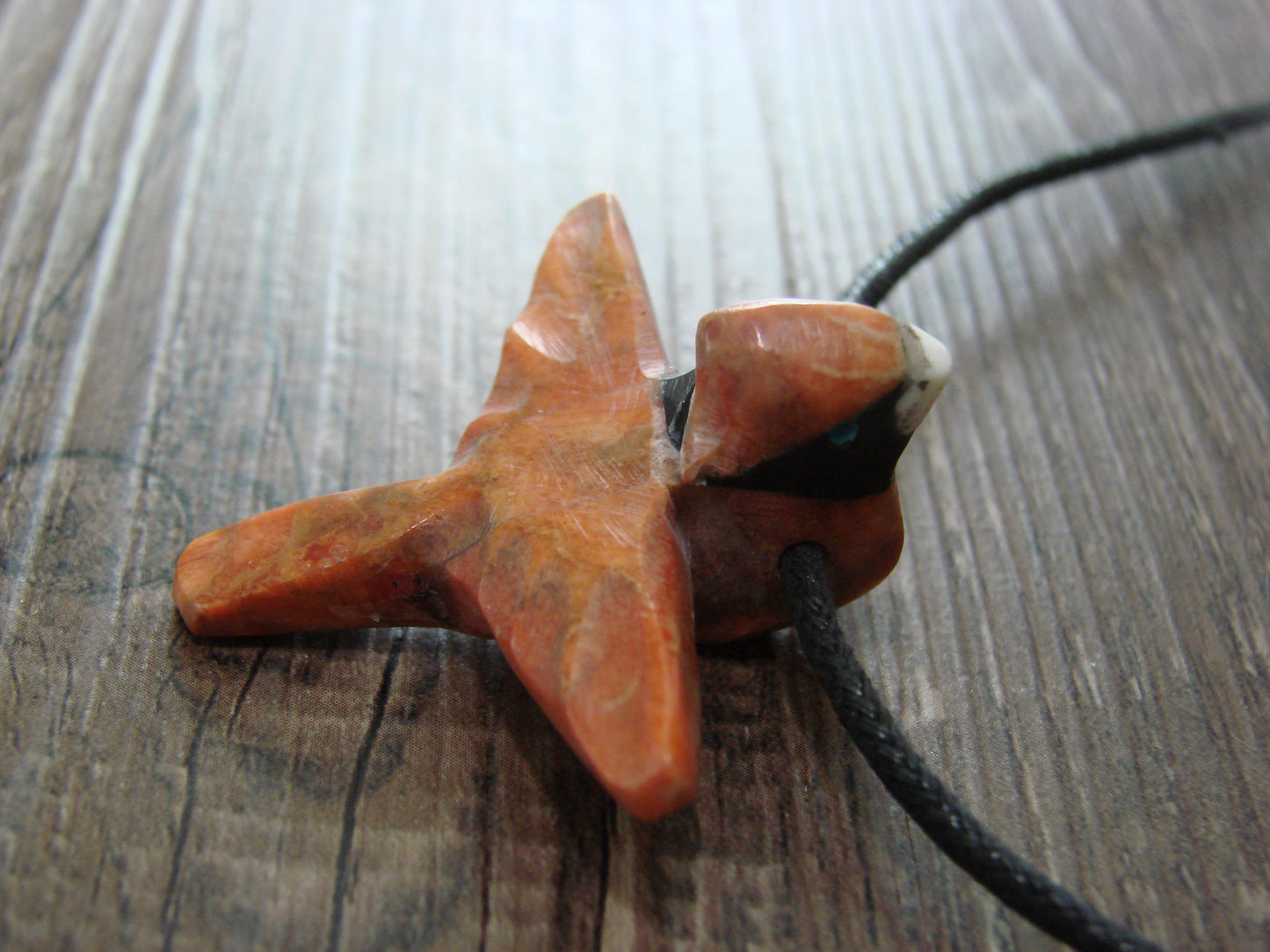 Hand Carved Apple Coral Cardinal Fetish Necklace by Matt Mitchell