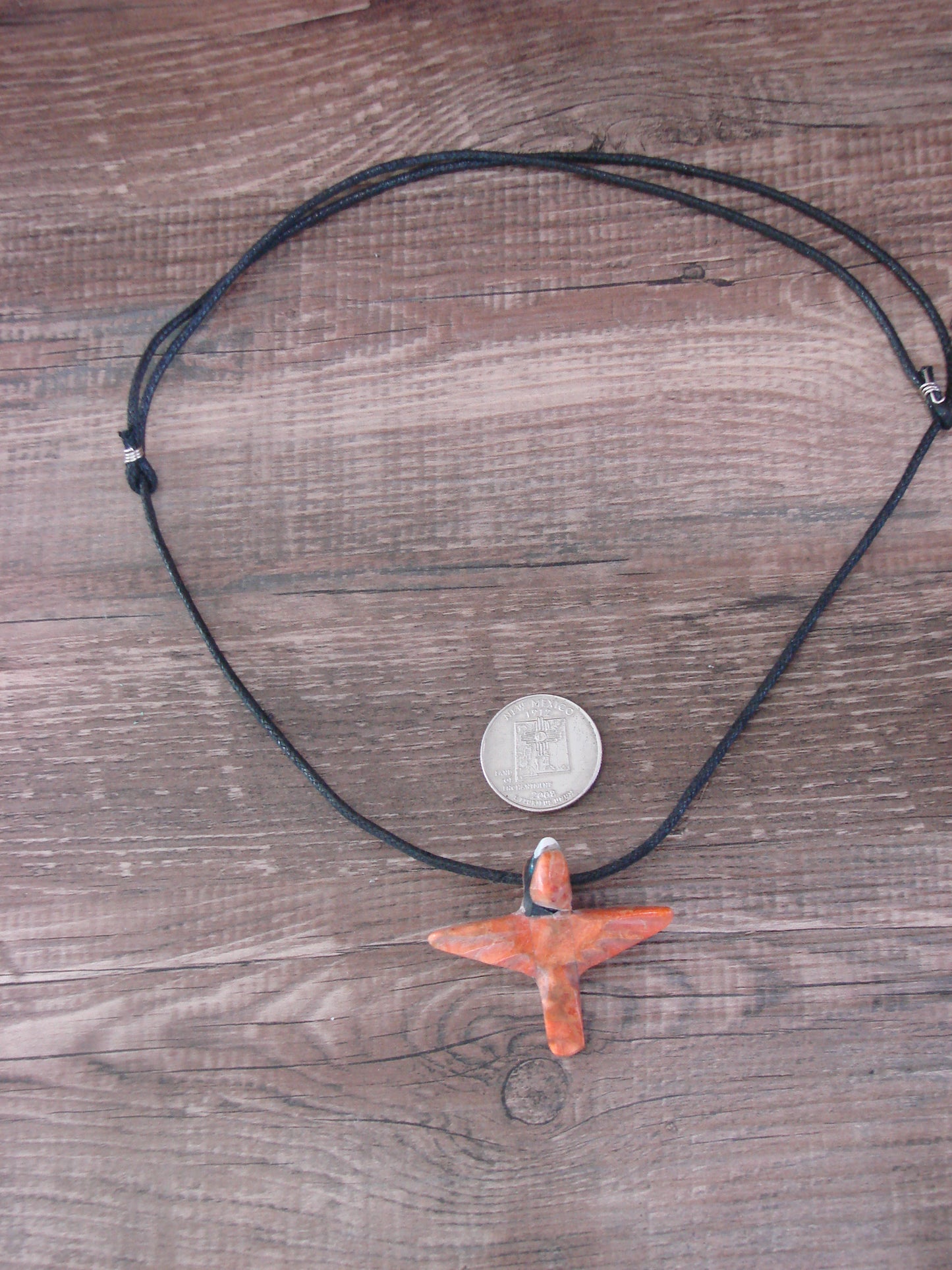 Hand Carved Apple Coral Cardinal Fetish Necklace by Matt Mitchell