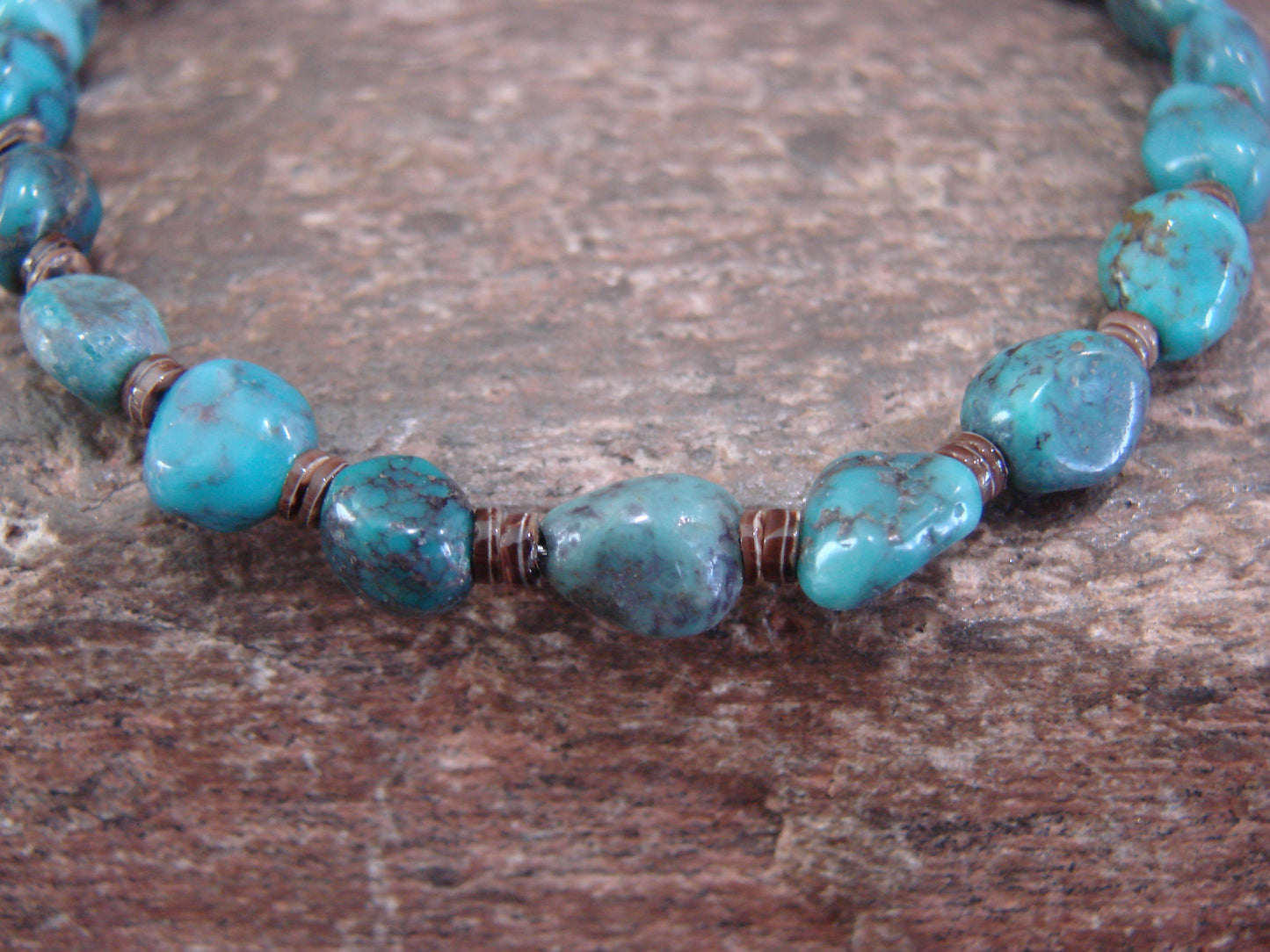 Native American Sterling Silver Turquoise Nugget Stone Bracelet by Coriz