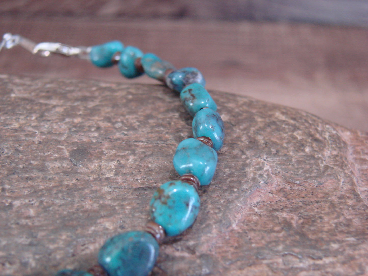 Native American Sterling Silver Turquoise Nugget Stone Bracelet by Coriz