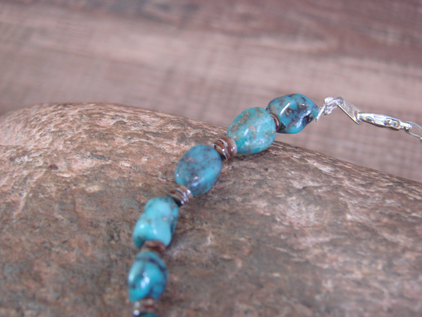 Native American Sterling Silver Turquoise Nugget Stone Bracelet by Coriz