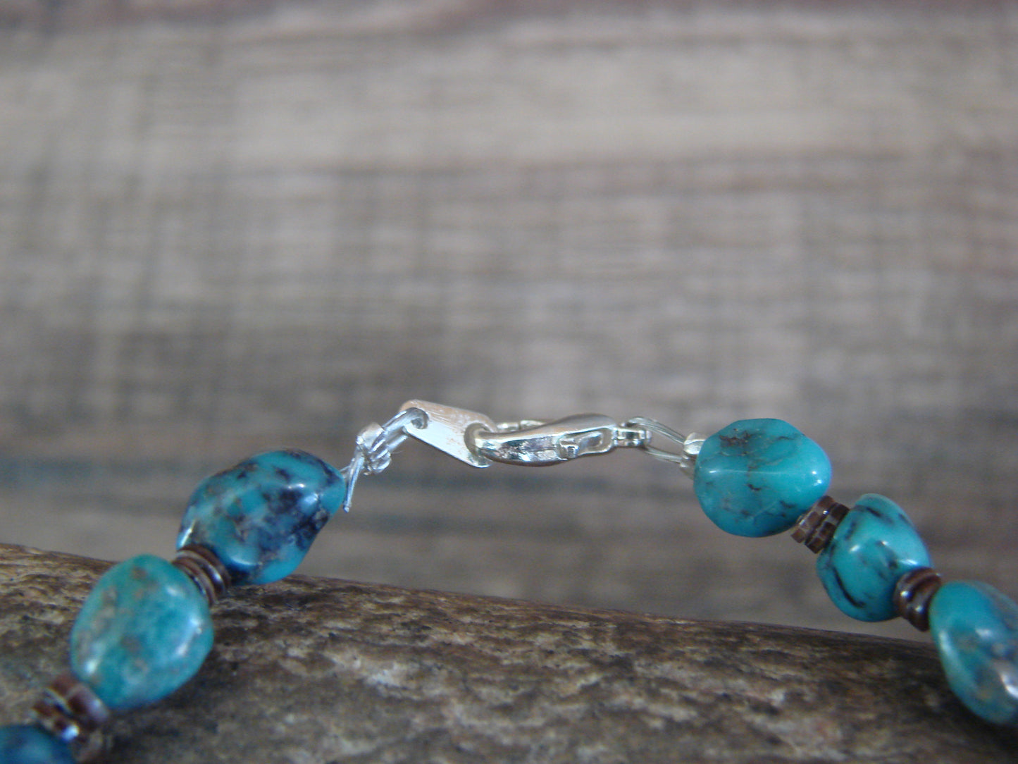 Native American Sterling Silver Turquoise Nugget Stone Bracelet by Coriz