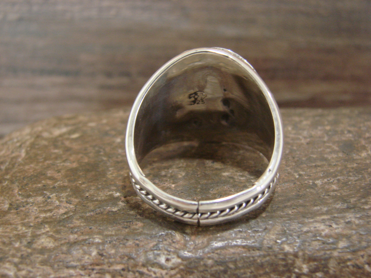 Native American Sterling Silver & Turquoise Feather Ring by Cayaditto- Size 12