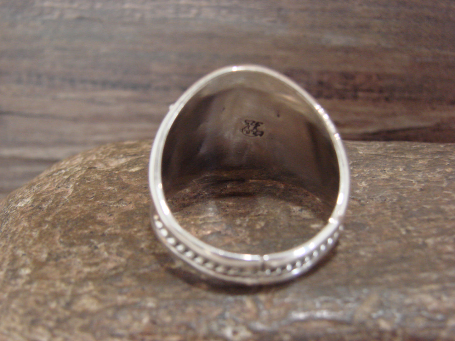 Native American Sterling Silver & Turquoise Feather Ring by Cayaditto- Size 12.5