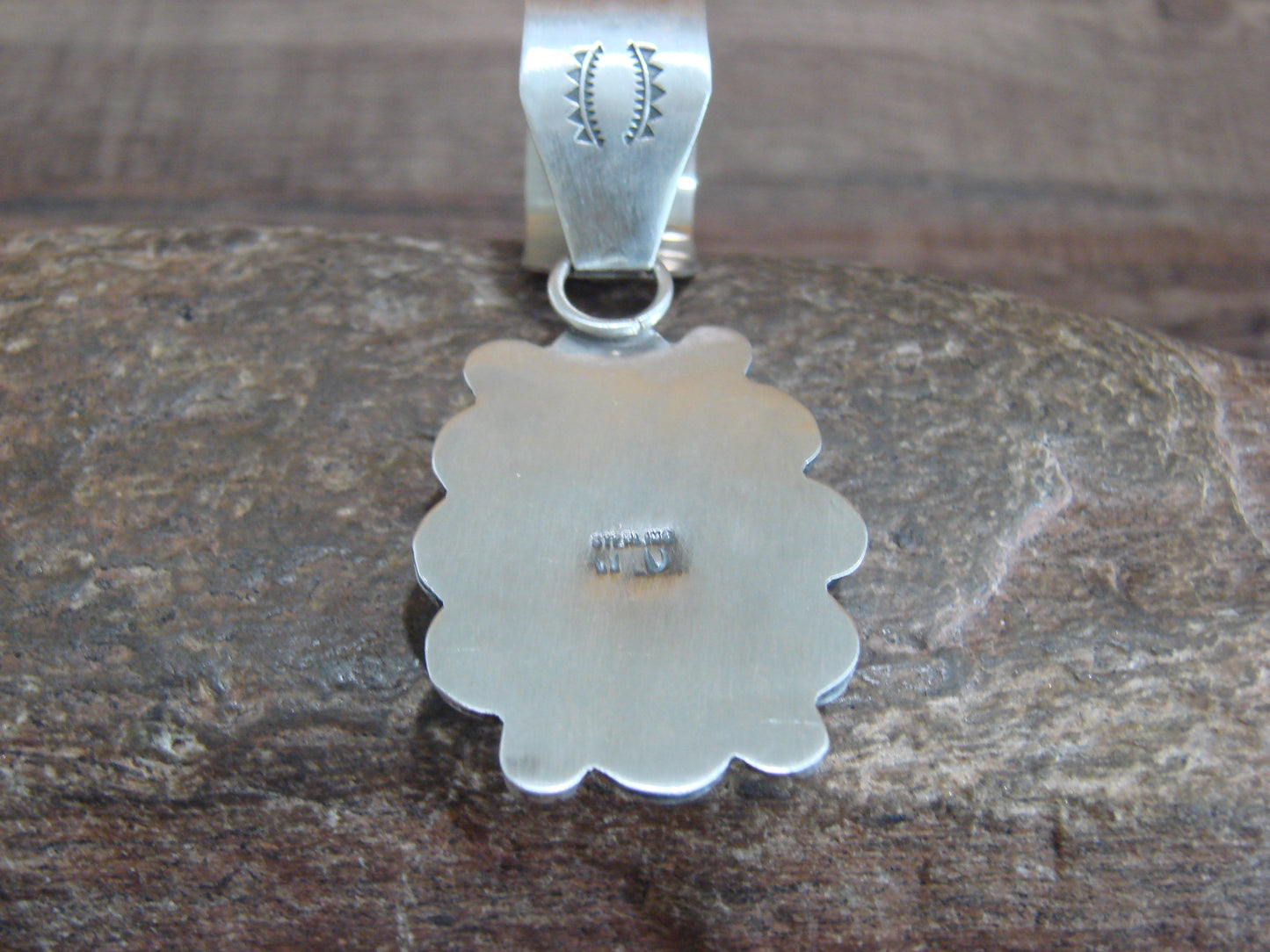 Native American Sterling Silver & Purple Spiny Oyster Pendant Signed Dawes