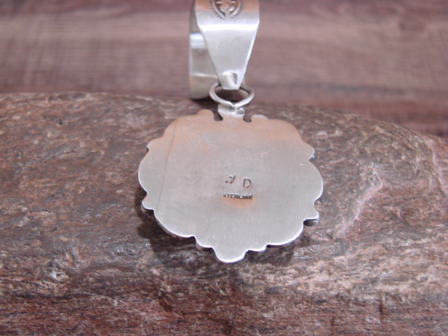 Native American Sterling Silver & Purple Spiny Oyster Pendant Signed Dawes