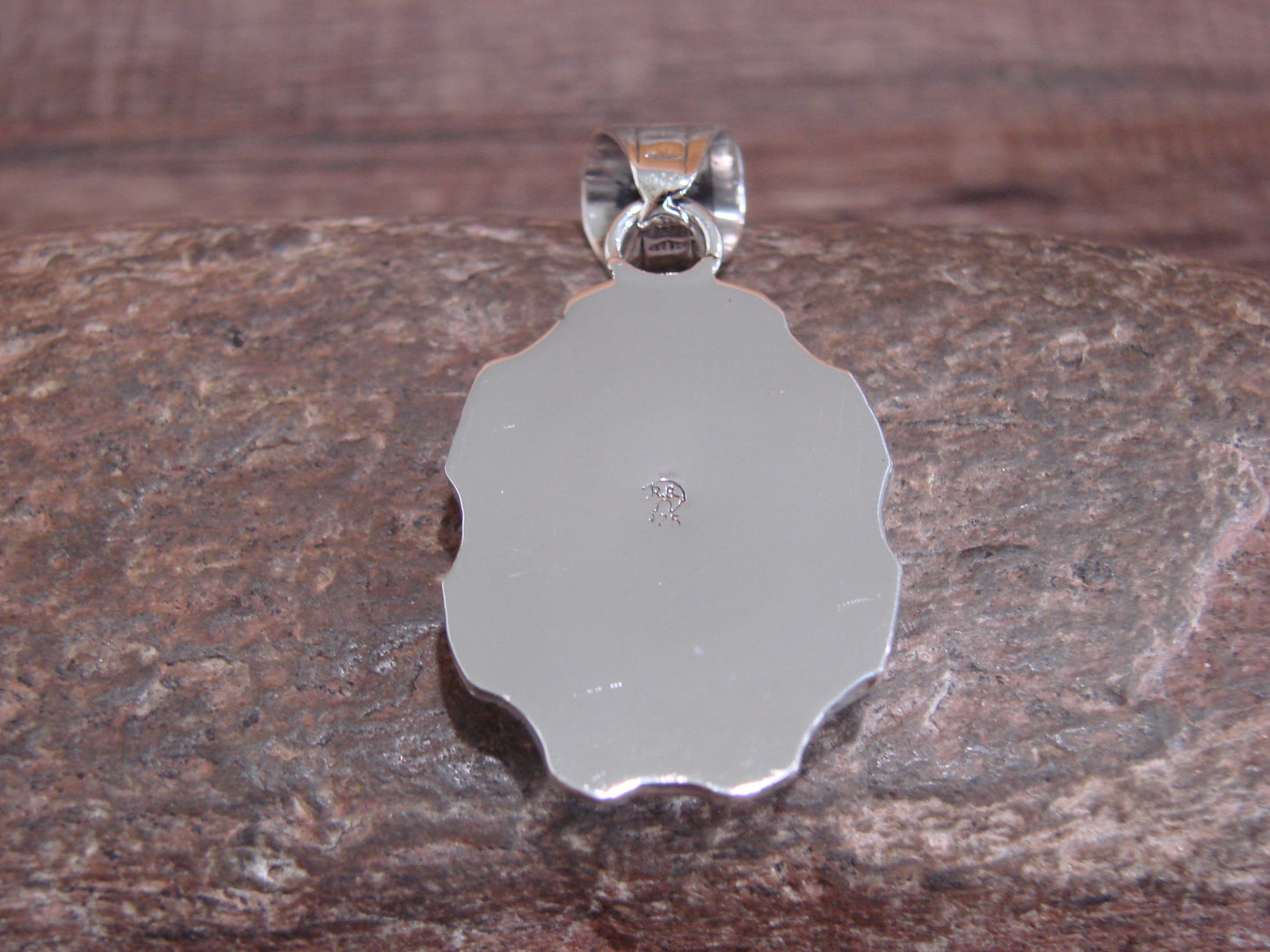 Native American Sterling Silver & Turquoise Pendant by L. Silversmith