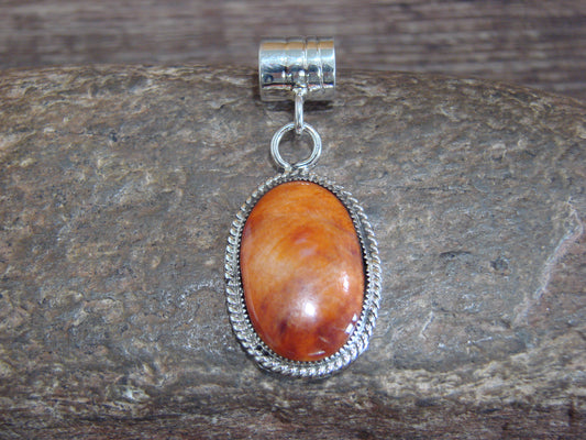 Native American Navajo Indian Sterling Silver & Spiny Oyster Pendant by Yazzie
