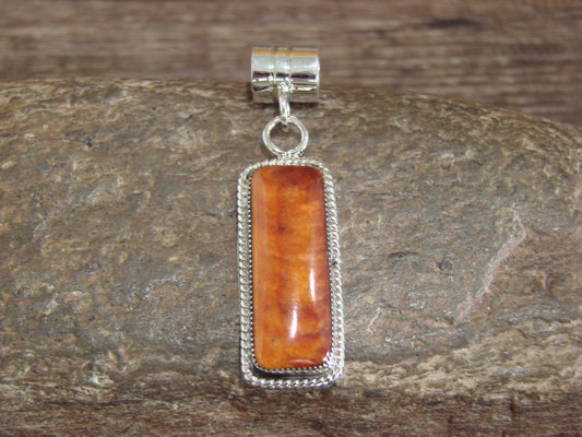 Native American Navajo Indian Sterling Silver & Spiny Oyster Pendant by Yazzie