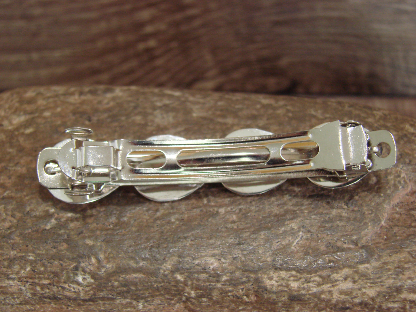 Native American Sterling Silver Coral Bear Paw Hair Barrette by Leta Parker