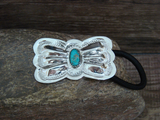 Native American Sterling Silver & Turquoise Concho Hair Tie by Yazzie