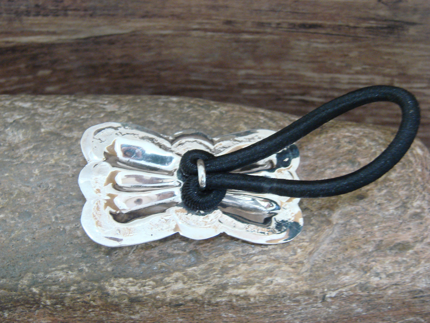Native American Sterling Silver & Turquoise Concho Hair Tie by Yazzie