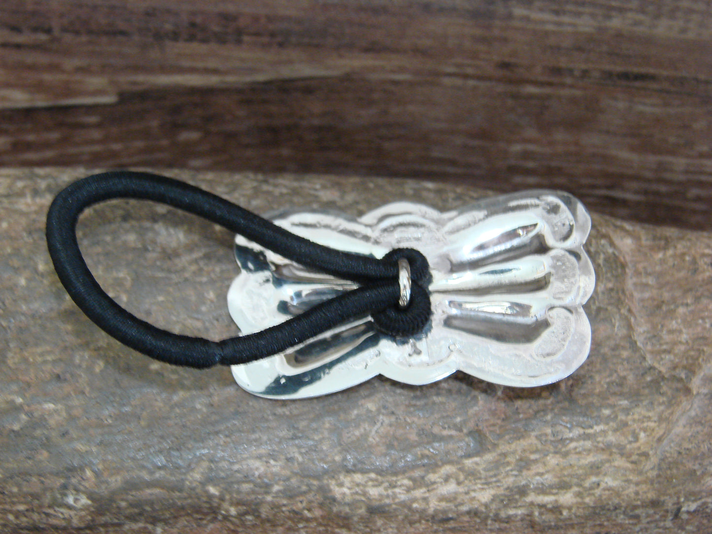 Native American Sterling Silver & Turquoise Concho Hair Tie by Yazzie