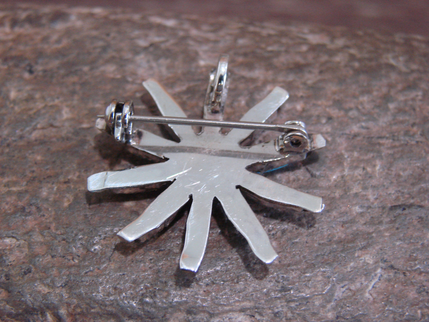 Native American Sterling Silver & Turquoise Cluster Pendant Pin by Kaamasee