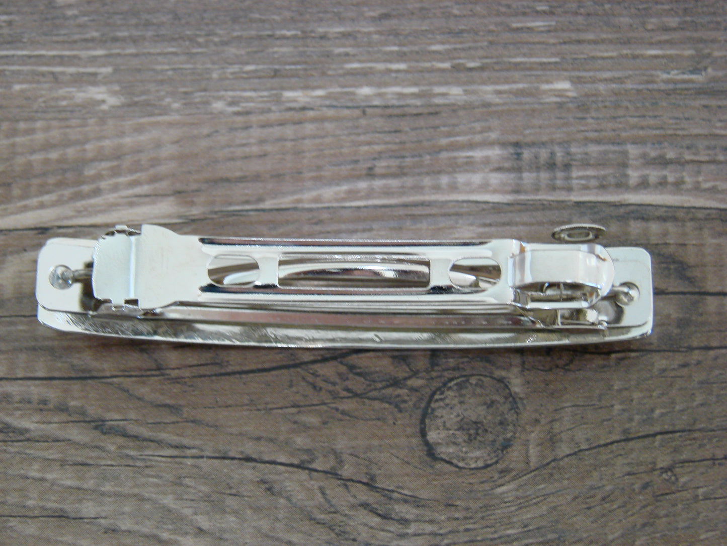 Native American Sterling Silver Hand Stamped Overlay Hair Barrette by Begay