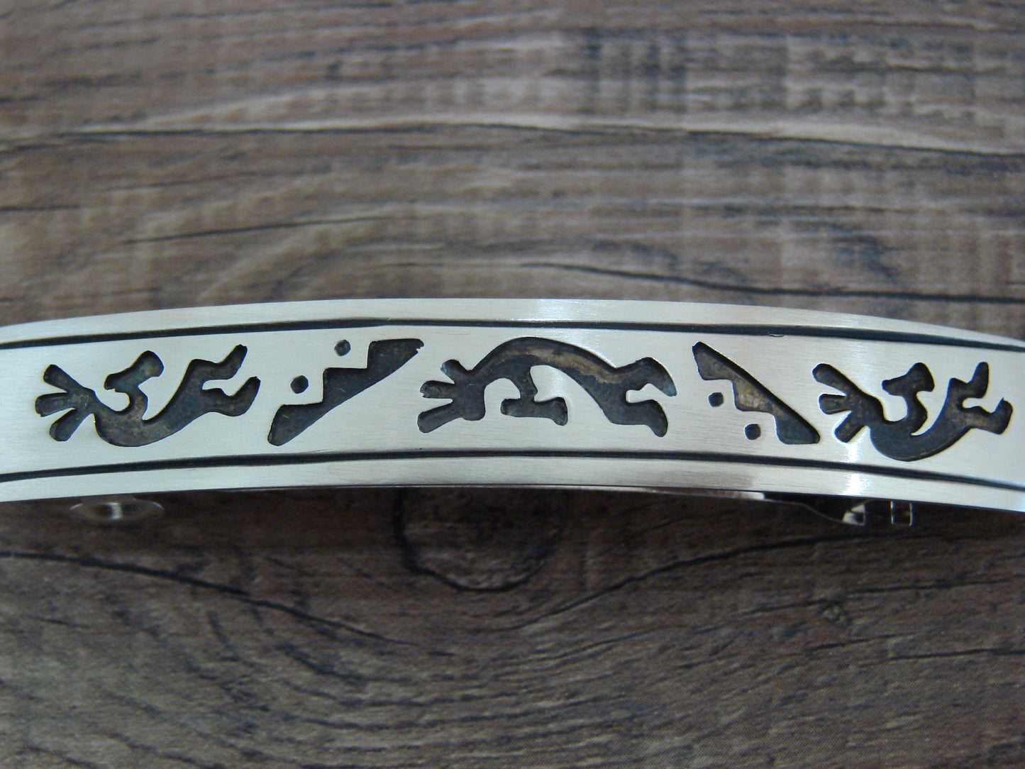 Native American Sterling Silver Hand Stamped Overlay Hair Barrette by Begay