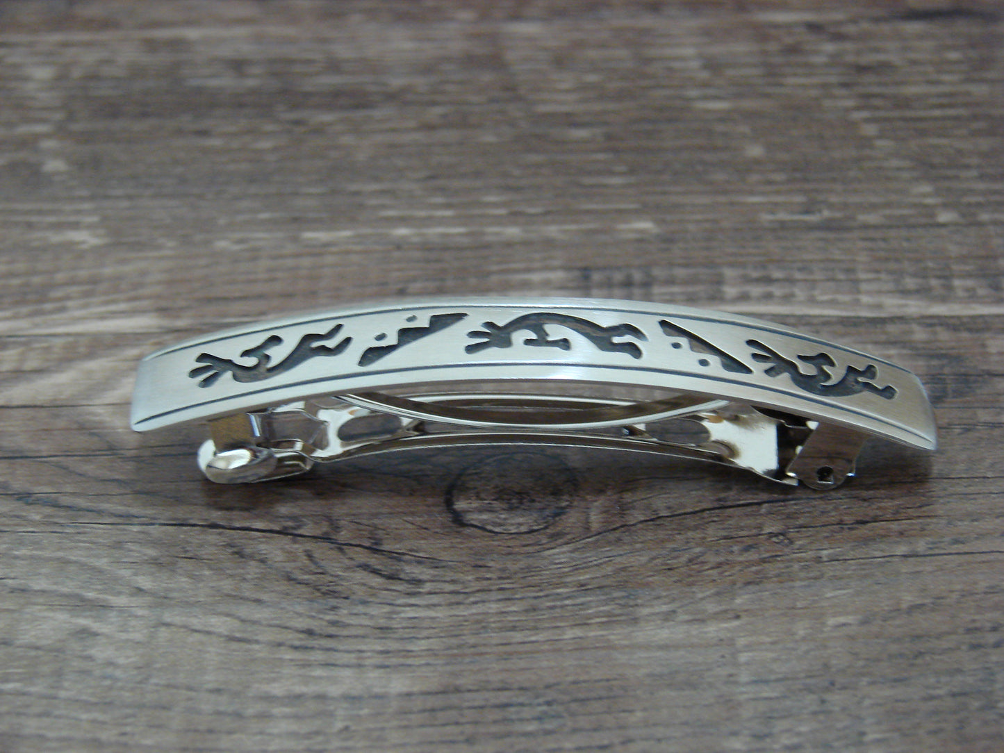 Native American Sterling Silver Hand Stamped Overlay Hair Barrette by Begay