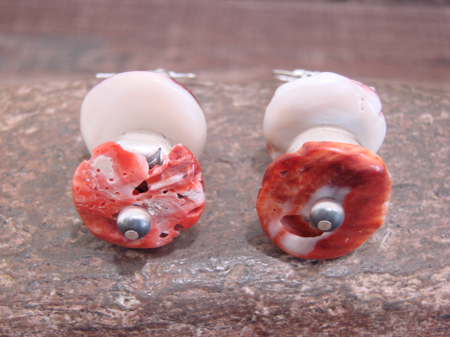 Native American Navajo Pearl & Spiny Oyster Dangle Earrings by Coriz