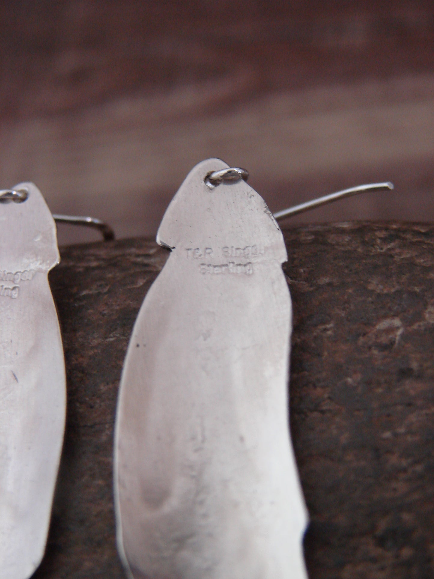 Native American Sterling Silver Feather & Turquoise Dangle Earrings - Singer