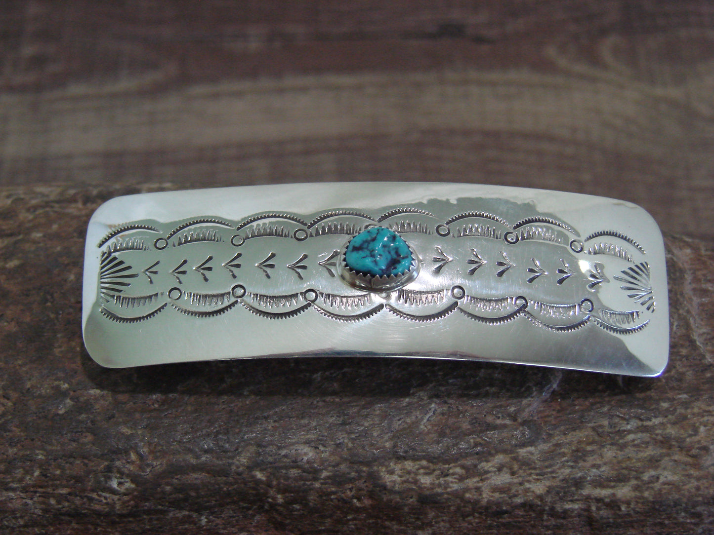 Native American Navajo Indian Sterling Silver & Turquoise Hair Barrette by Begay