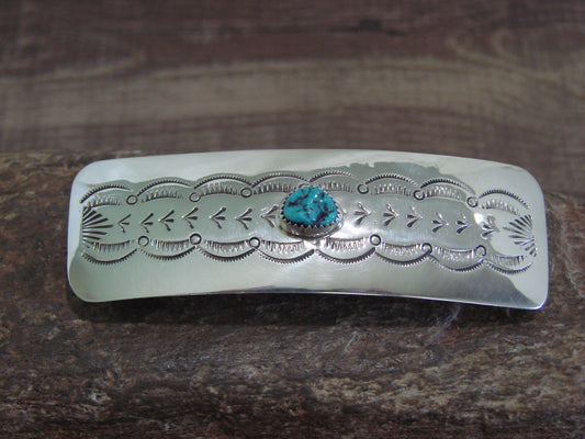 Native American Navajo Indian Sterling Silver & Turquoise Hair Barrette by Begay