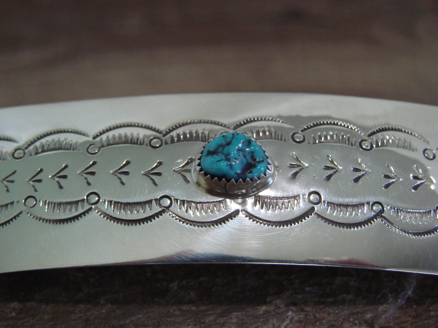 Native American Navajo Indian Sterling Silver & Turquoise Hair Barrette by Begay