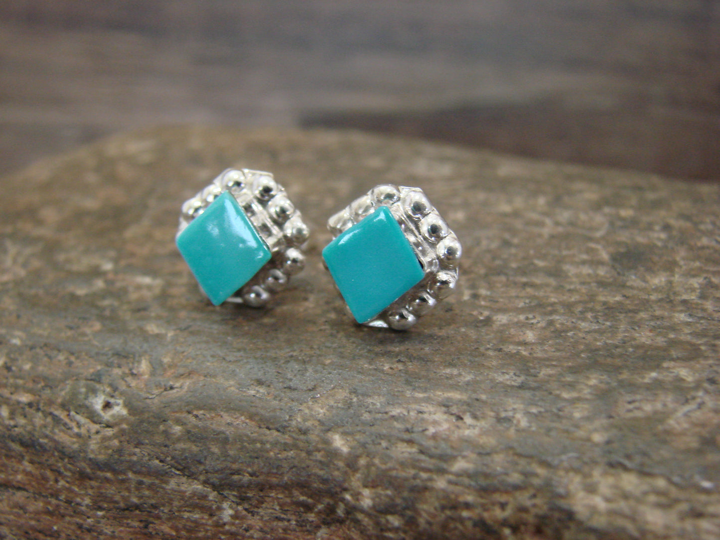 Native American Sterling Silver Turquoise Stud Post Earrings by Bobelu