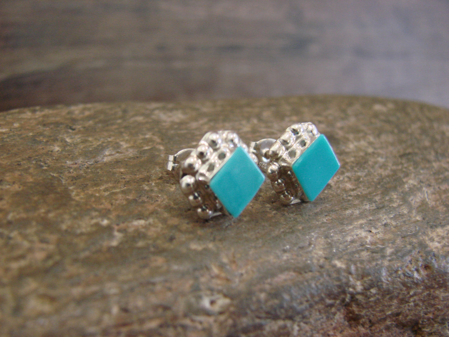 Native American Sterling Silver Turquoise Stud Post Earrings by Bobelu