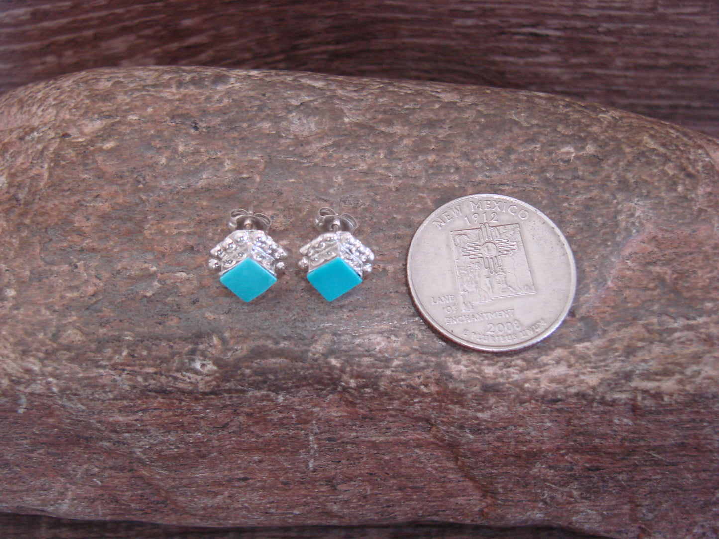 Native American Sterling Silver Turquoise Stud Post Earrings by Bobelu