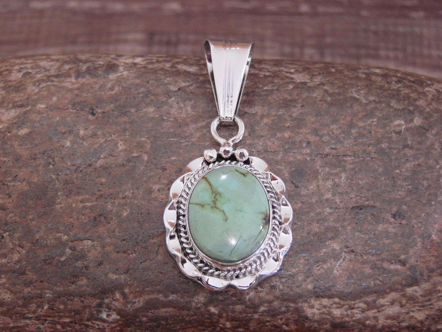 Native American Sterling Silver & Sonoran Turquoise Pendant by Yellowhair