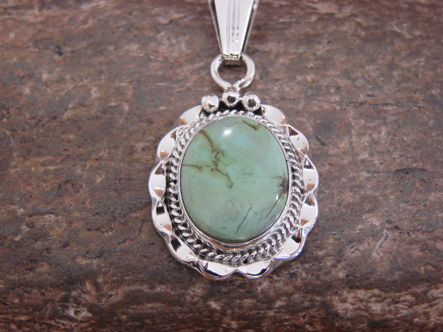 Native American Sterling Silver & Sonoran Turquoise Pendant by Yellowhair