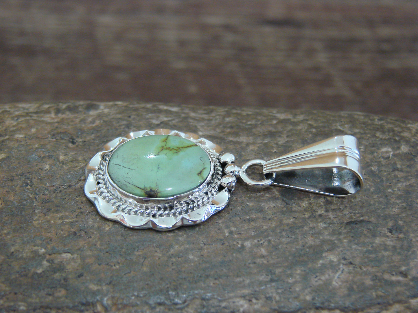 Native American Sterling Silver & Sonoran Turquoise Pendant by Yellowhair