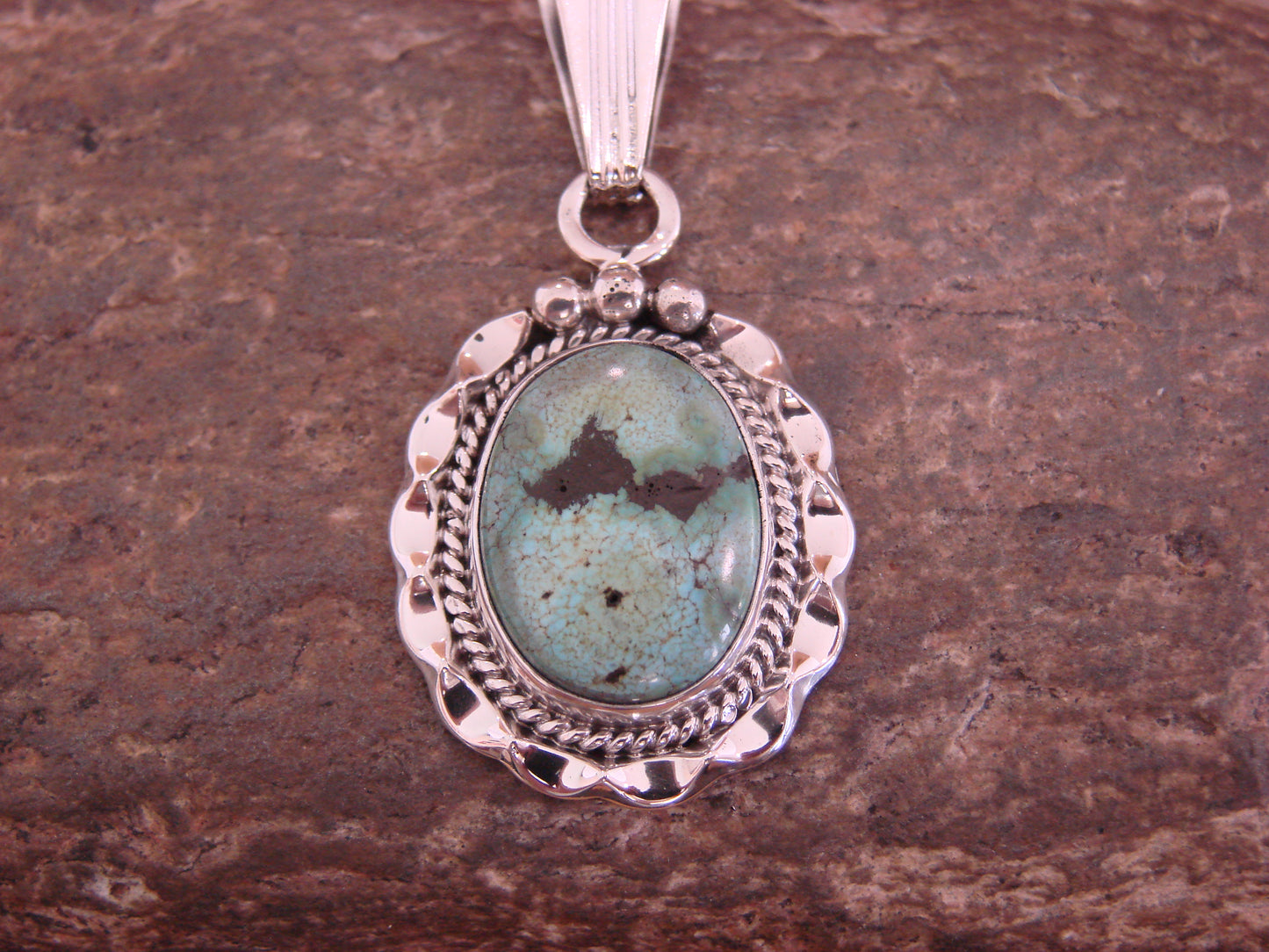Native American Sterling Silver & Sonoran Turquoise Pendant by Yellowhair
