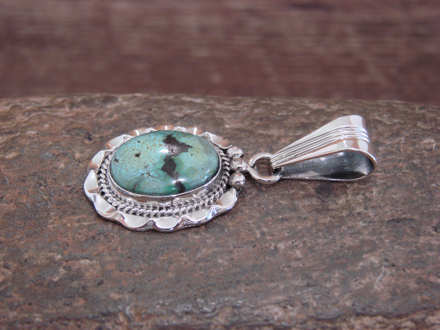 Native American Sterling Silver & Sonoran Turquoise Pendant by Yellowhair