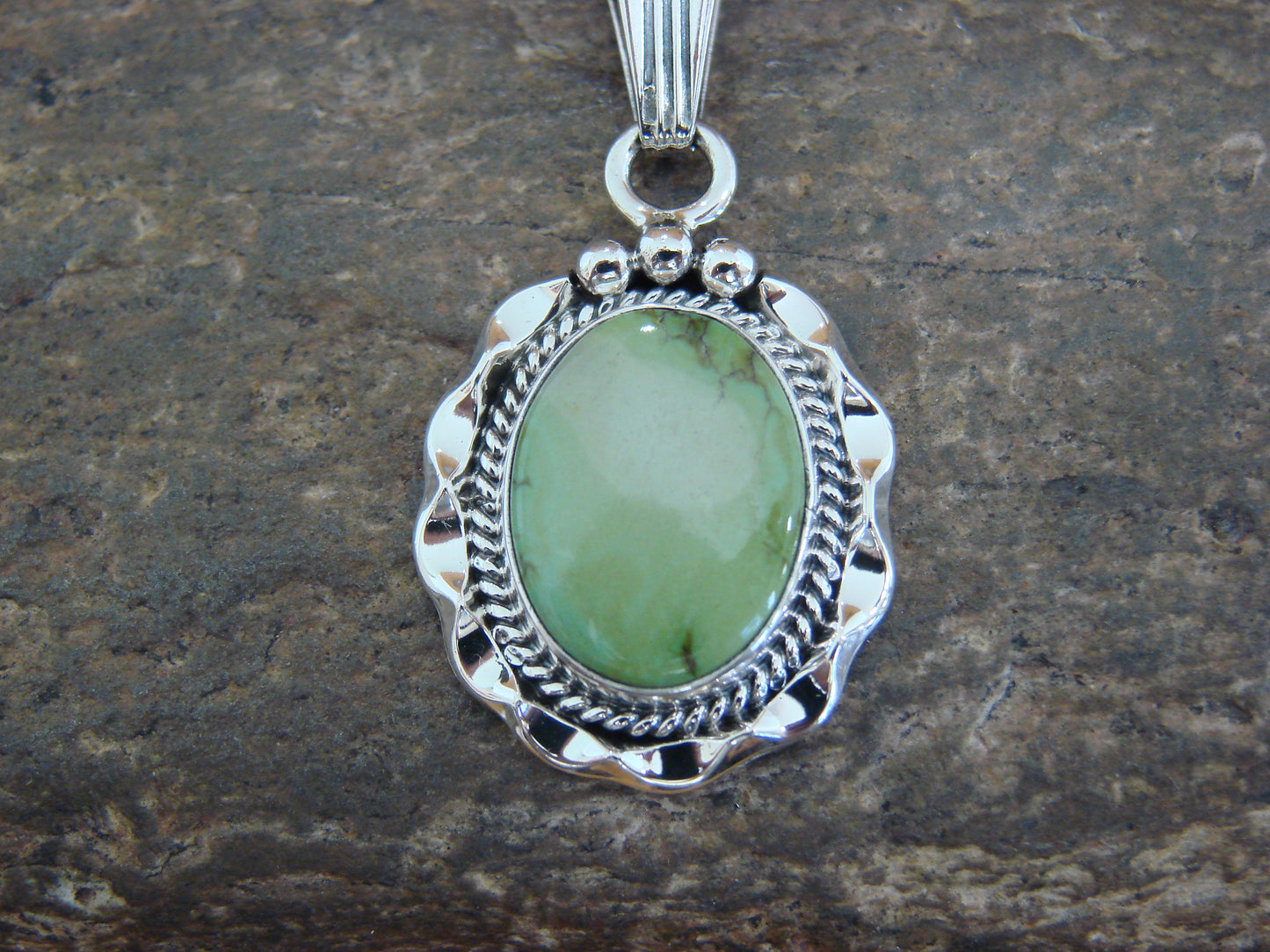 Native American Sterling Silver & Sonoran Turquoise Pendant by Yellowhair