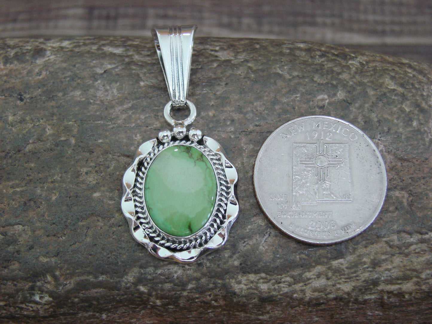 Native American Sterling Silver & Sonoran Turquoise Pendant by Yellowhair